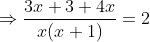 \Rightarrow \frac{3x+3+4x}{x(x+1)}=2